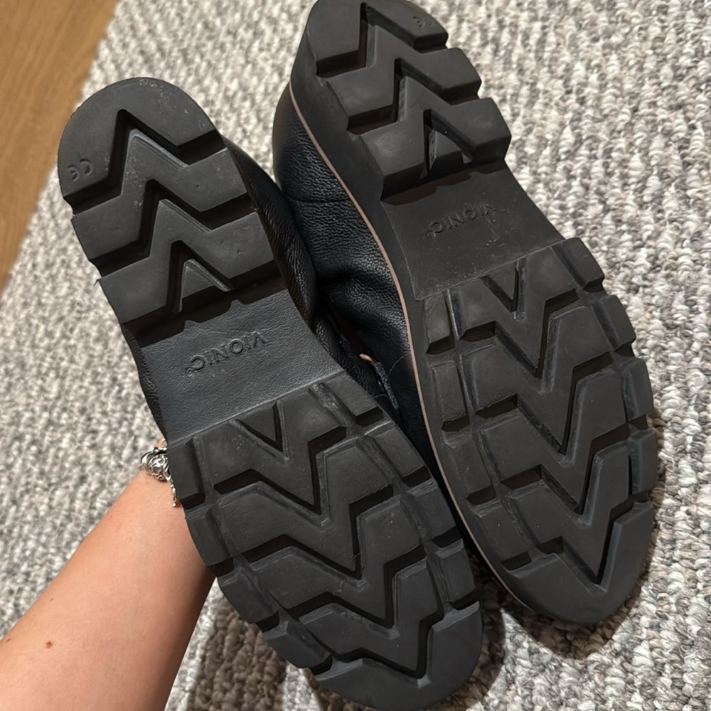 Vionic Black Leather Loafers with Silver Chain Detail - Picture 4 of 7